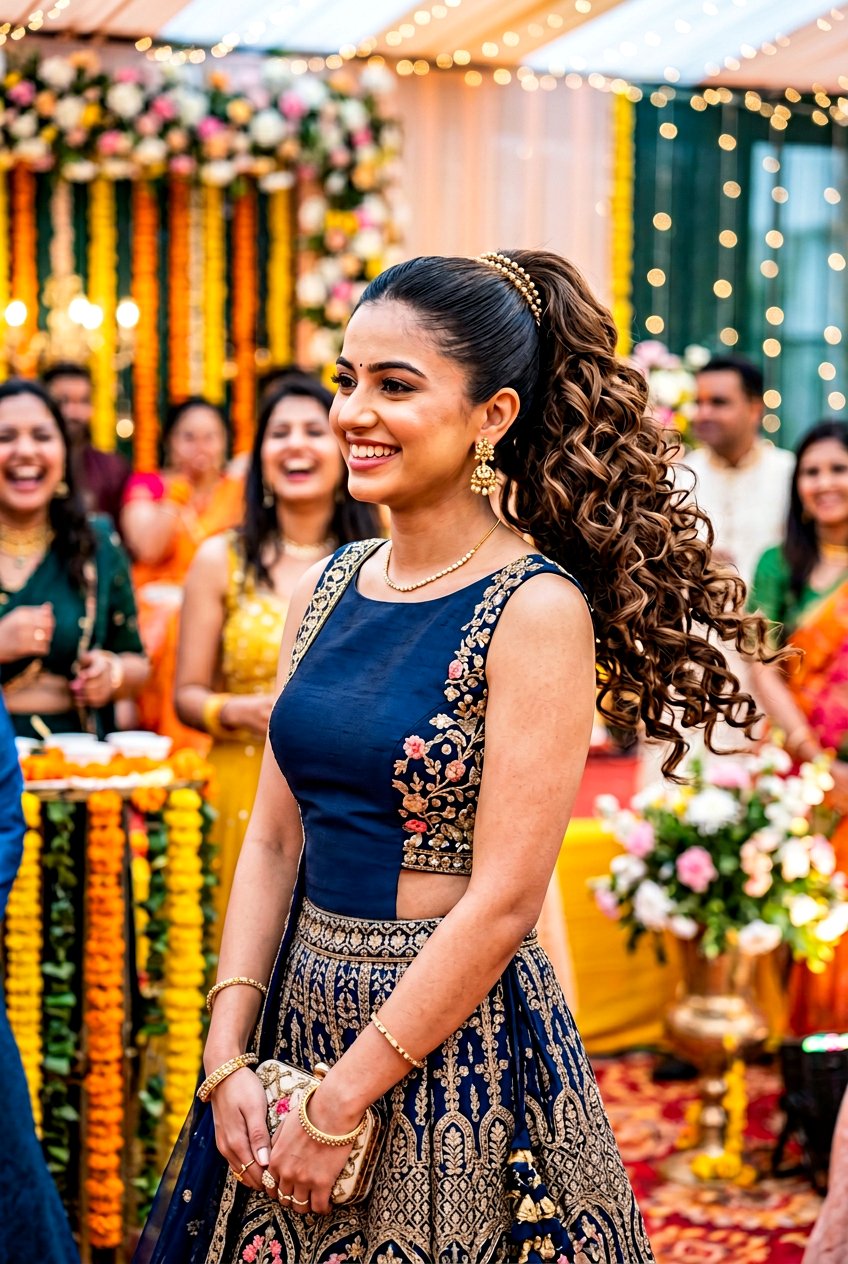 High Ponytail For Sangeet - 20 sangeet hairstyles - 20 sangeet hairstyles