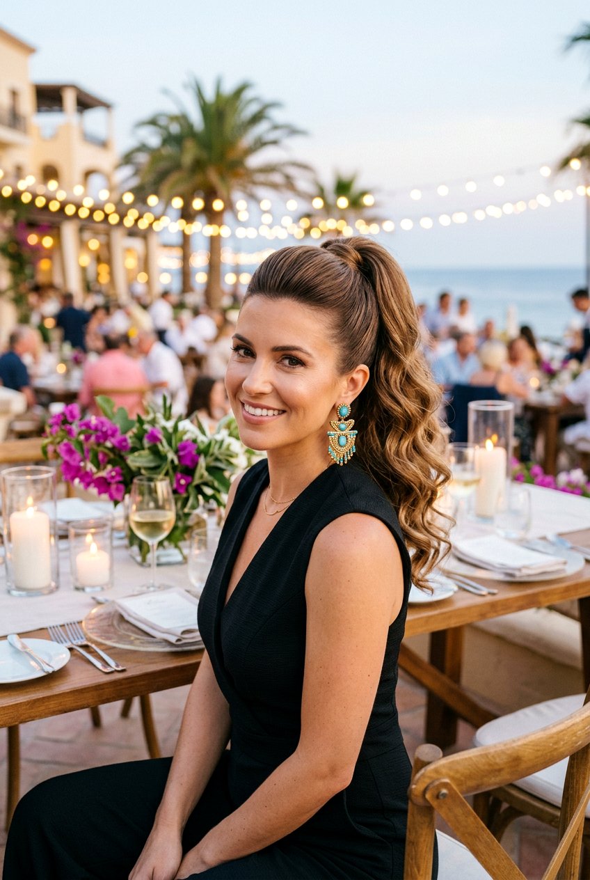 High Ponytail For Vacation Dinner - 20 vacation dinner hairstyles - 20 vacation dinner hairstyles