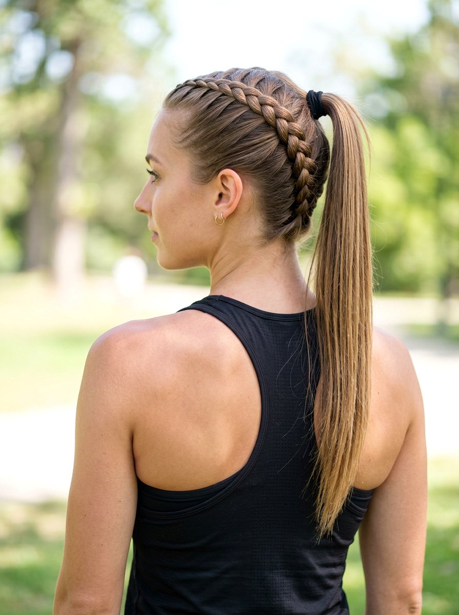 High Ponytail French Braid - 20 gym hairstyle with high ponytail braid - 20 gym hairstyle with high ponytail braid