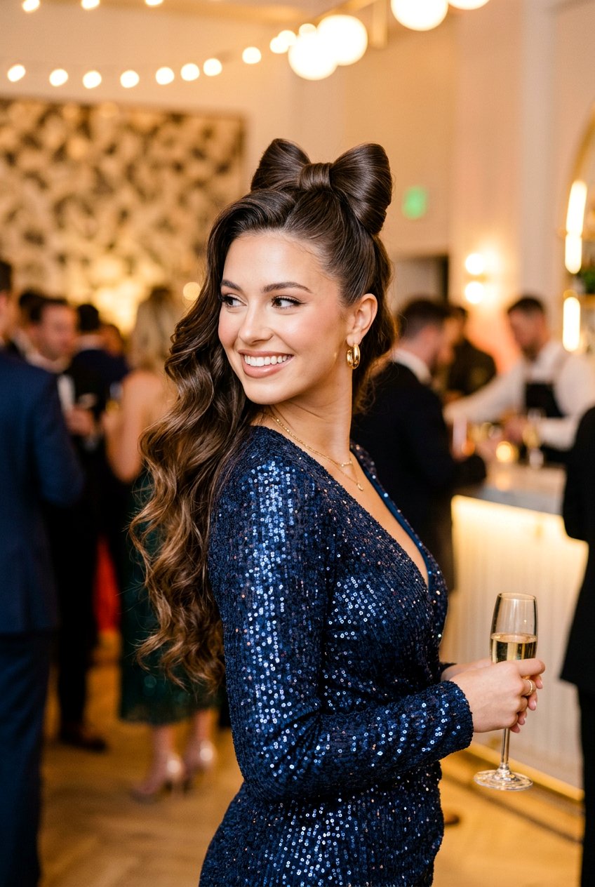 High Ponytail Hair Bow Look - 20 holiday ponytail with bow - 20 holiday ponytail with bow