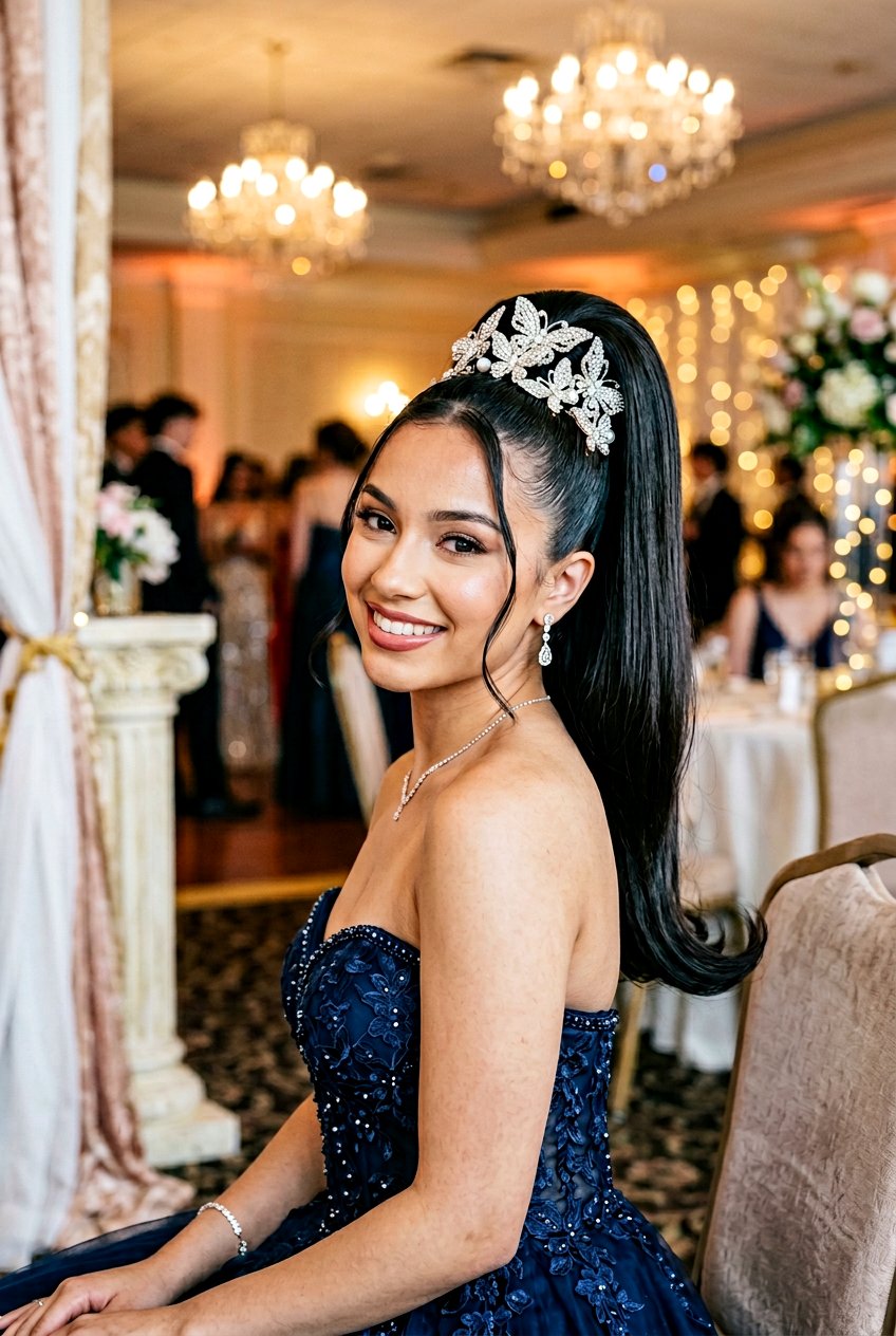 High Ponytail Prom Hair with Butterfly Clips - 20 prom hairstyles with butterfly clips - 20 prom hairstyles with butterfly clips