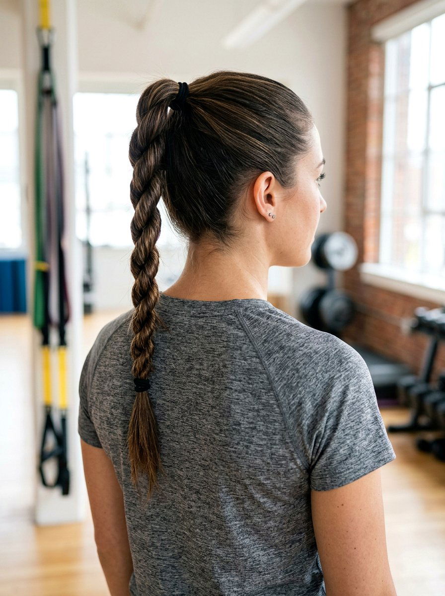 High Ponytail Rope Braid - 20 gym hairstyle with high ponytail braid - 20 gym hairstyle with high ponytail braid