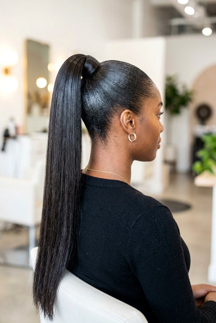 High Ponytail Silk Press - 20 silk straight hair ideas - 20 silk straight hair ideas