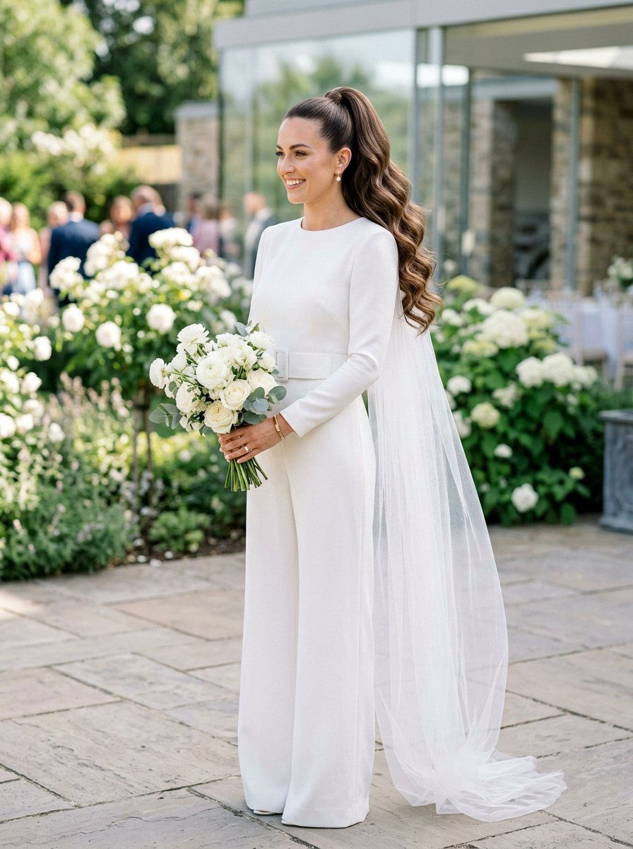 High Ponytail Soft Curls Veil - 20 wedding hairstyles with soft curls and veil - 20 wedding hairstyles with soft curls and veil