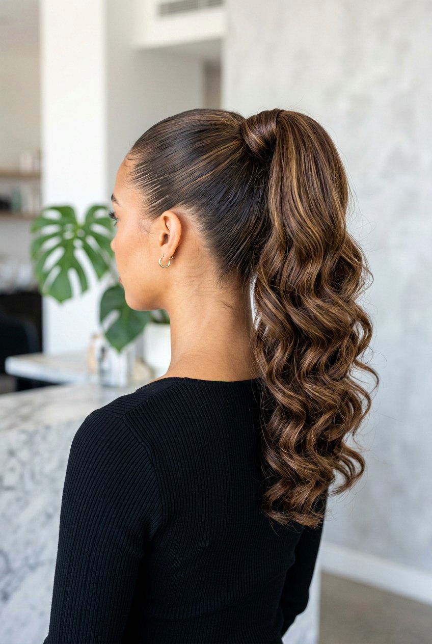 High Ponytail Soft Curls - 20 pageant hairstyle with soft curls - 20 pageant hairstyle with soft curls