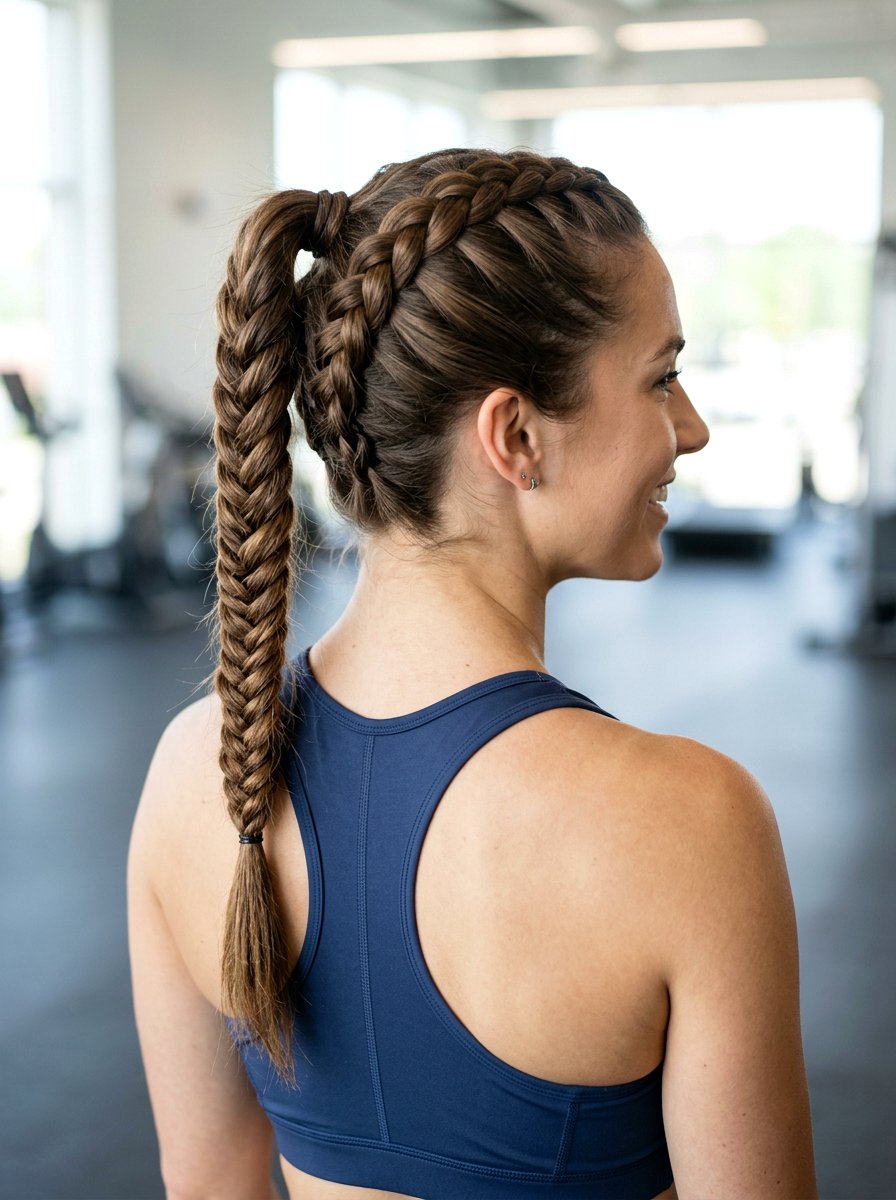 High Ponytail Stacked Braid - 20 gym hairstyle with high ponytail braid - 20 gym hairstyle with high ponytail braid