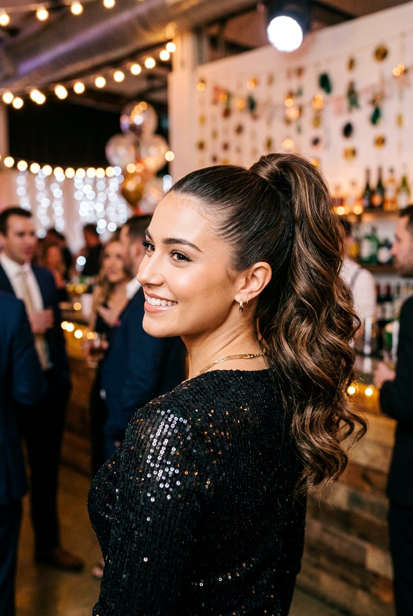 High Ponytail Waves For Girls Night - 20 girls night waves hairstyle - 20 girls night waves hairstyle