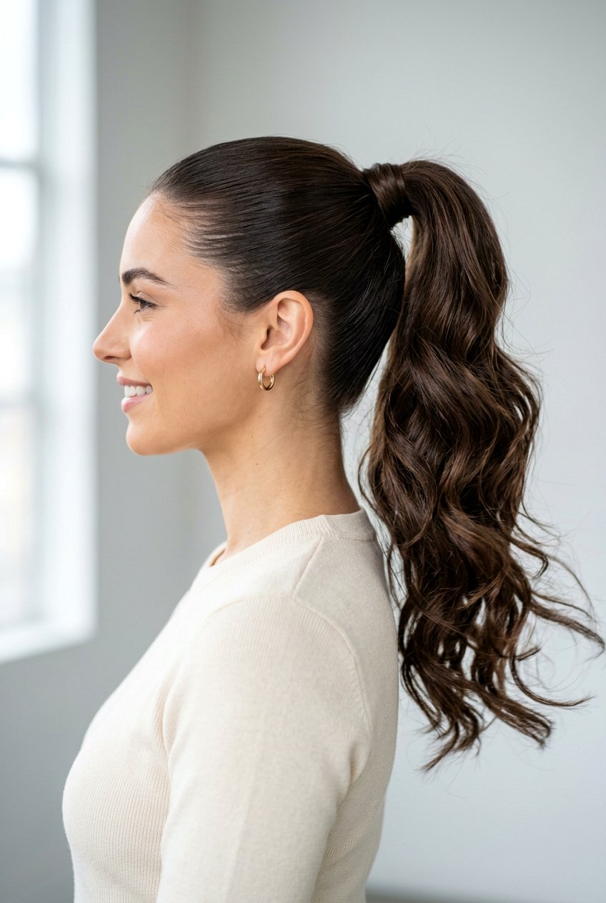 High Ponytail Wavy Hair - 20 hairstyles for wavy hair - 20 hairstyles for wavy hair