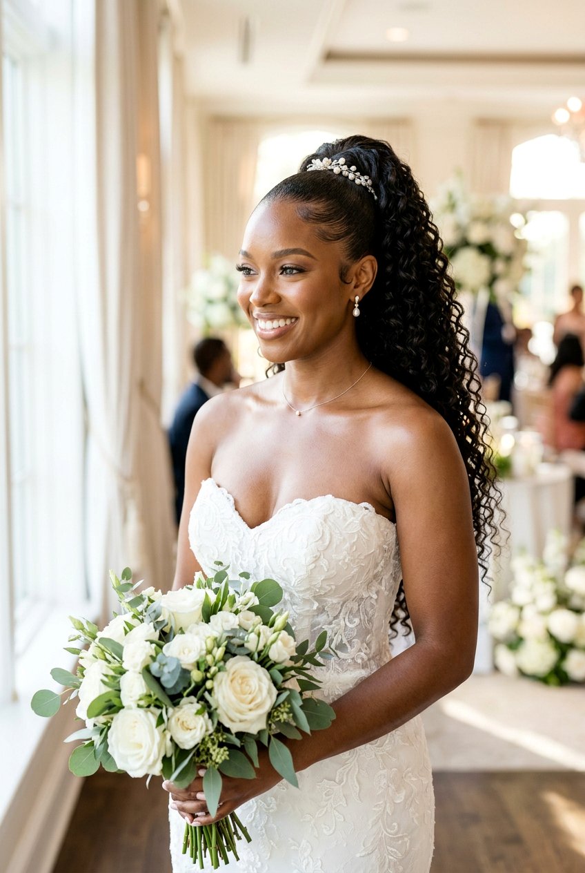 High Ponytail Wedding Hairstyle For Black Brides - 20 wedding hairstyles for black brides - 20 wedding hairstyles for black brides