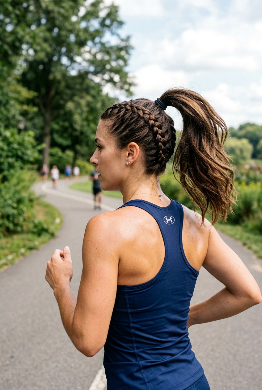 High Ponytail With Braided Sides - 20 marathon hairstyles for women - 20 marathon hairstyles for women