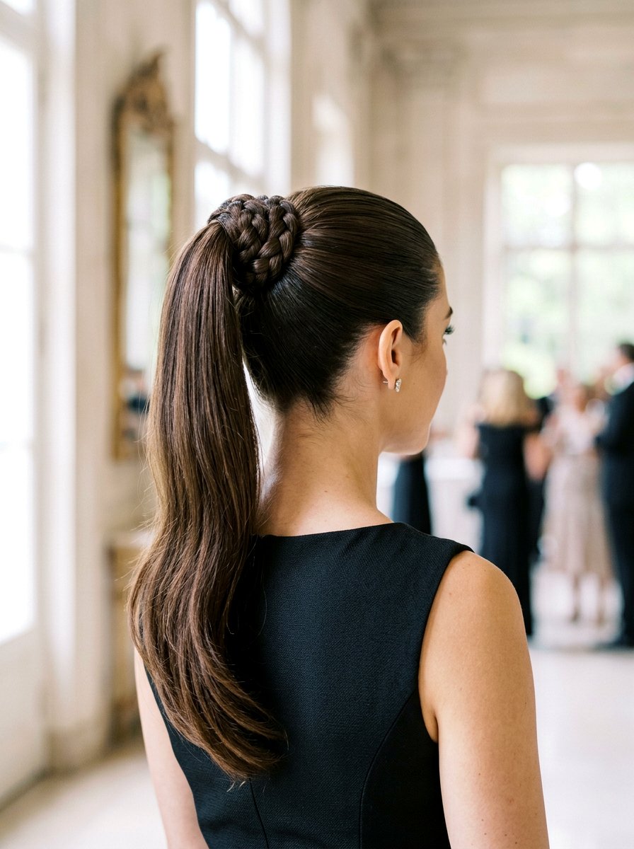 High Ponytail With Braided Wrap - 20 prom ponytail with braid - 20 prom ponytail with braid