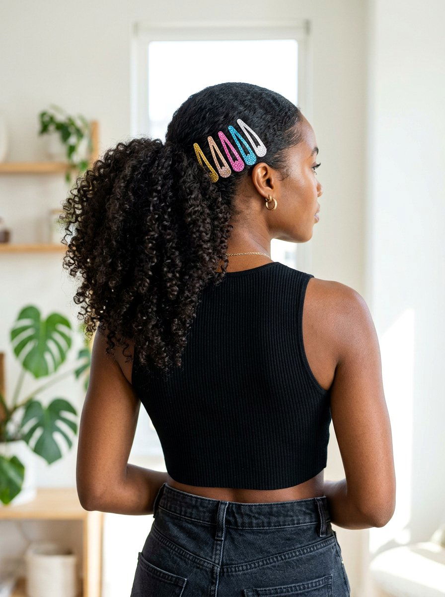 High Ponytail With Glitter Clips - 20 party hairstyle with glitter clips - 20 party hairstyle with glitter clips