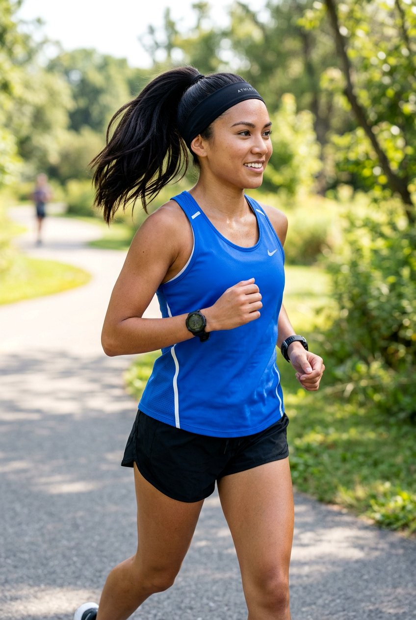 High Ponytail With Headband For Race Day - 20 marathon hairstyles for women - 20 marathon hairstyles for women