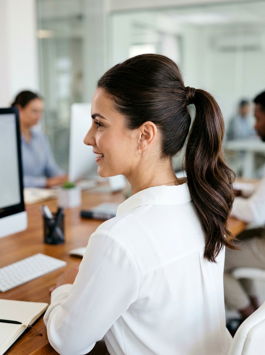 High Ponytail With Puff At Crown For Zoom Call - 20 zoom call ponytail hairstyle - 20 zoom call ponytail hairstyle