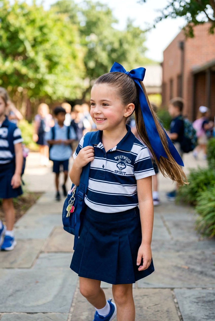 High Ponytail With Ribbon - 20 little girls hairstyle ideas for school - 20 little girls hairstyle ideas for school