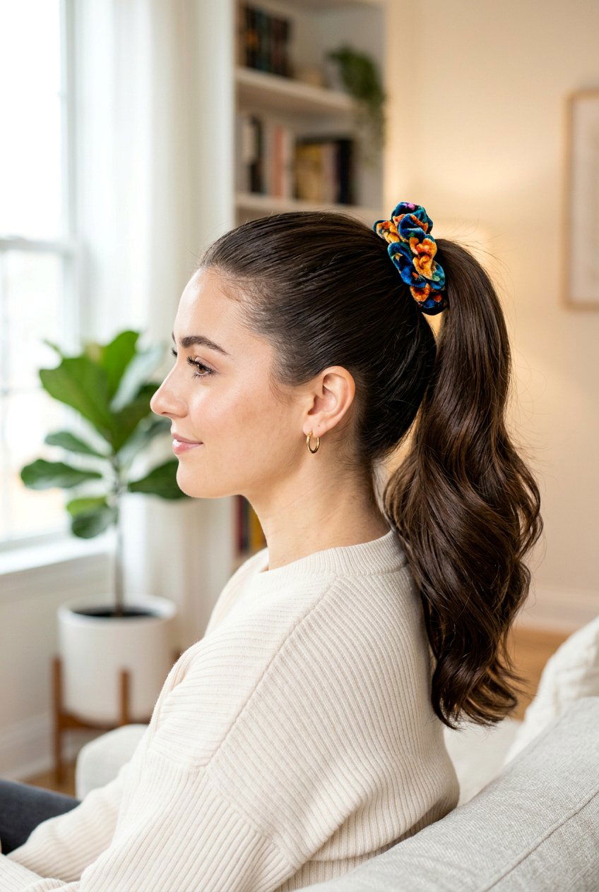 High Ponytail With Scrunchie - 20 easy hairstyles for school - 20 easy hairstyles for school