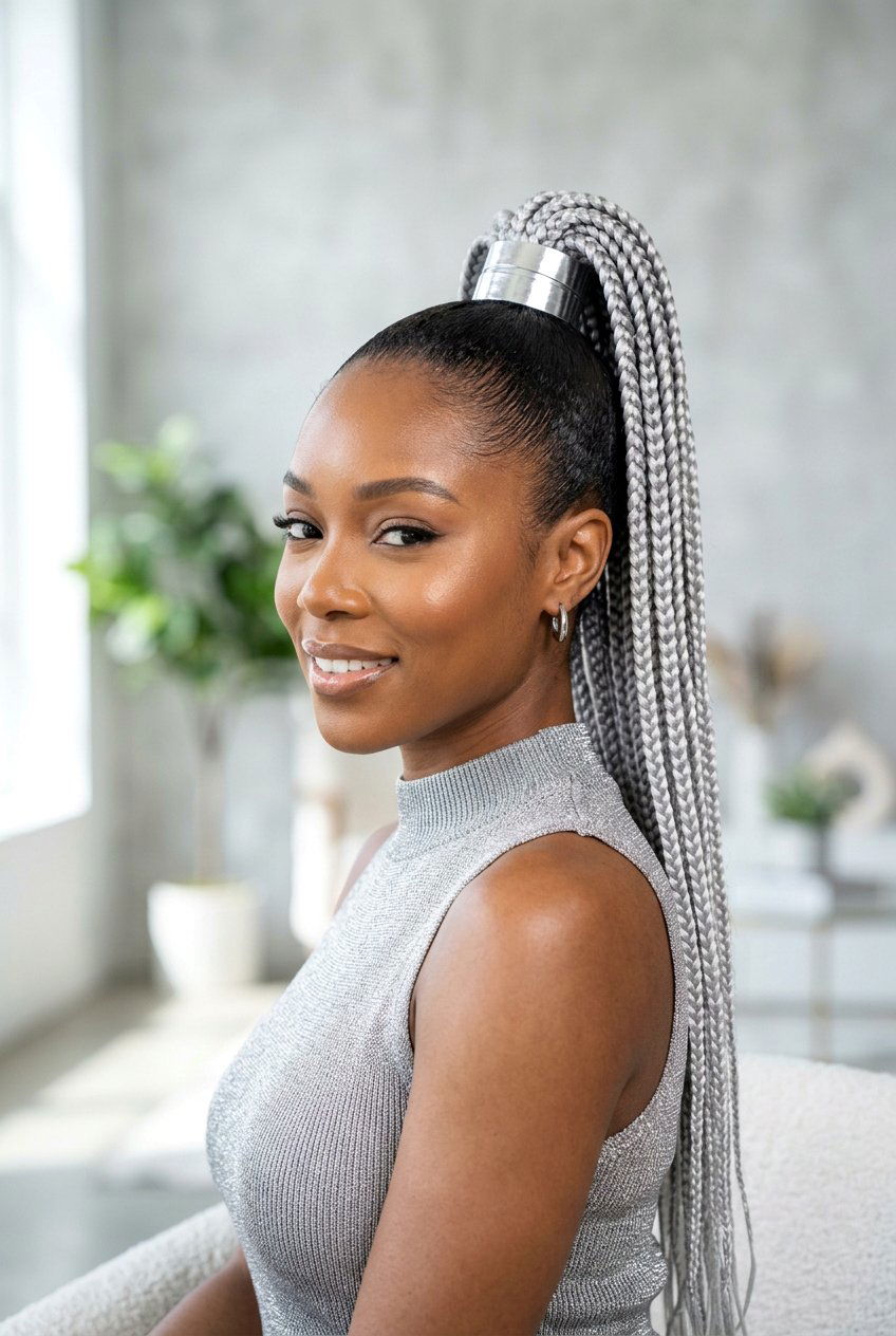 High Ponytail With Silver Braids - 20 rave hairstyles for women - 20 rave hairstyles for women