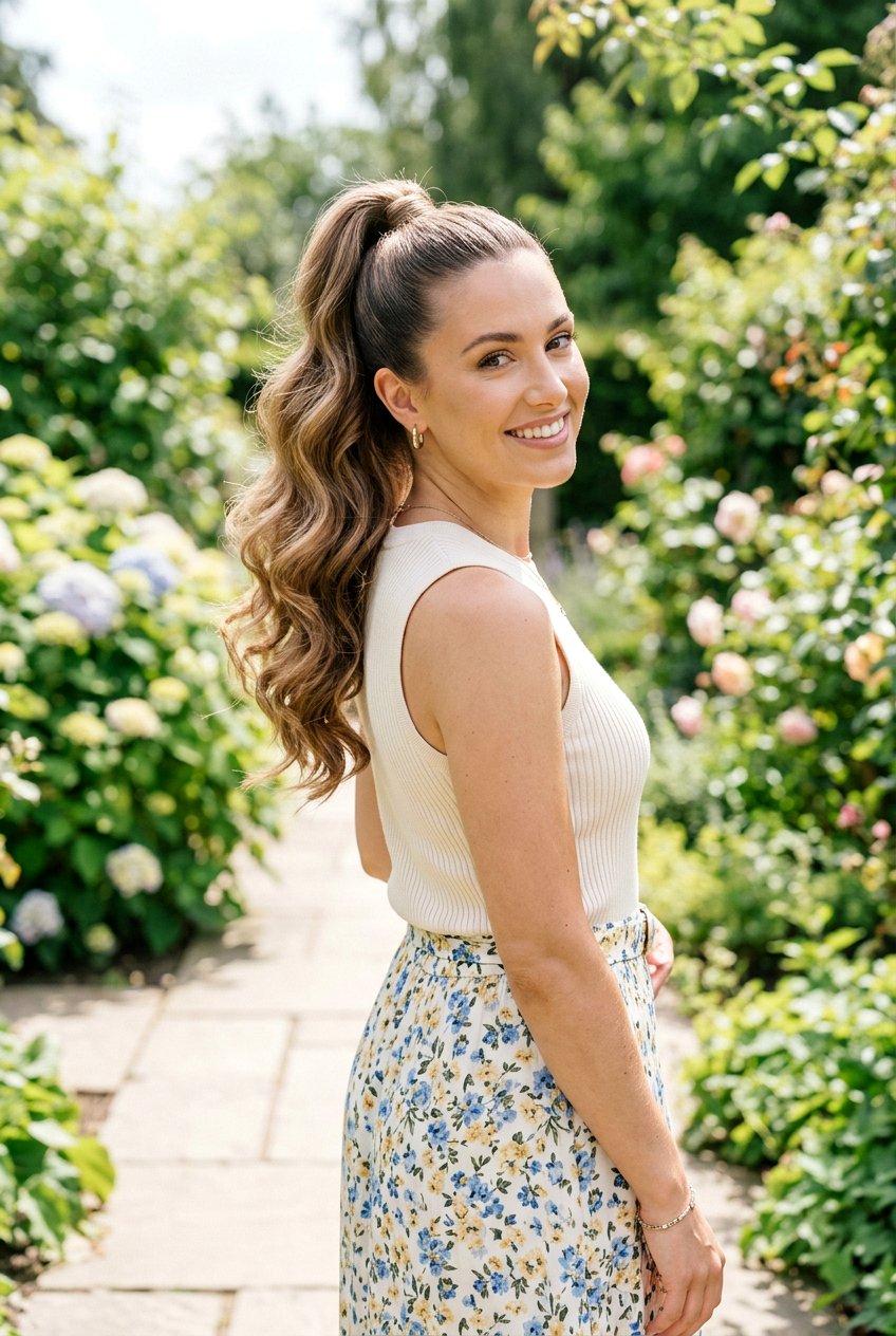 High Ponytail With Soft Waves - 20 brunch ponytail hairstyles - 20 brunch ponytail hairstyles