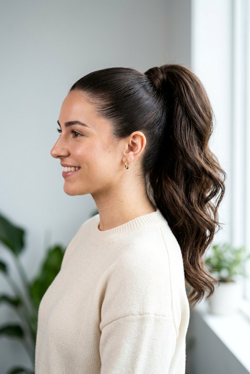 High Ponytail for Bald Spot Coverage - 20 hairstyles to cover bald spots - 20 hairstyles to cover bald spots