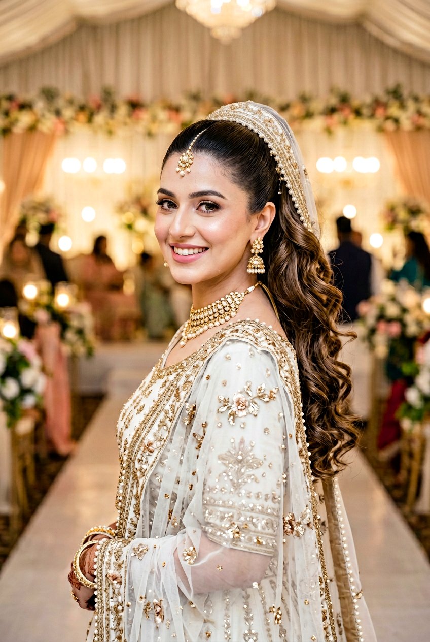 High Ponytail with Curls Walima Hairstyle - 20 walima hairstyles - 20 walima hairstyles