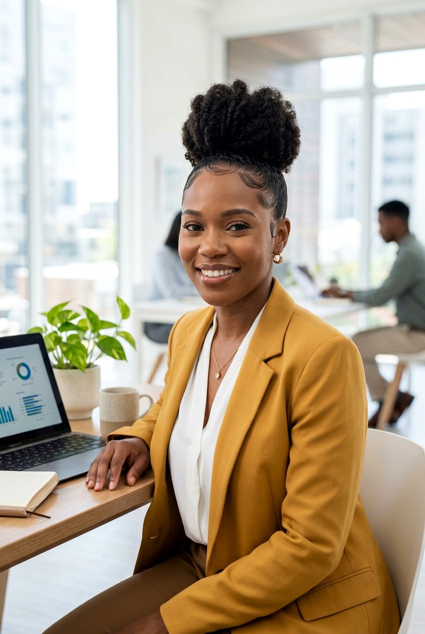 High Puff Bun For Natural Hair - 20 business bun hairstyle - 20 business bun hairstyle