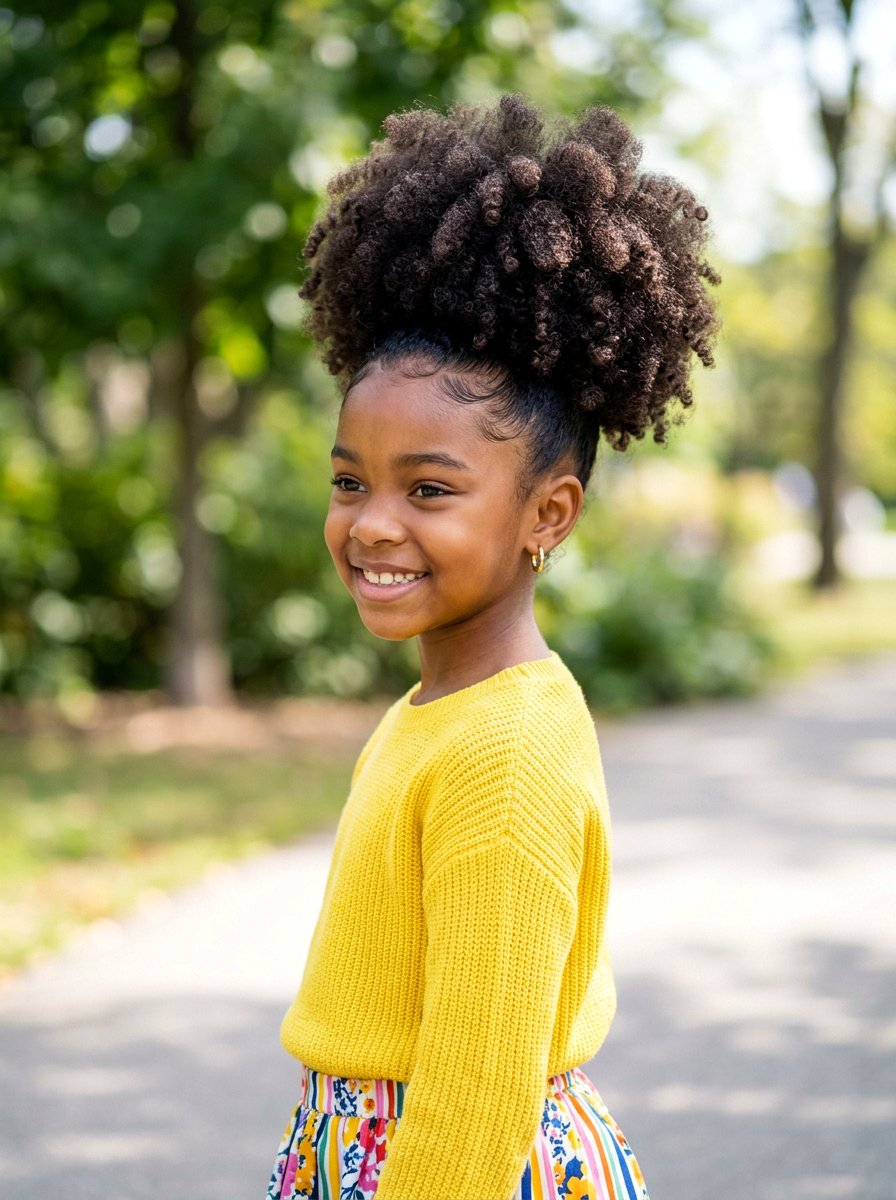 High Puff Curly Ponytail - 20 kids curly ponytail hairstyles - 20 kids curly ponytail hairstyles
