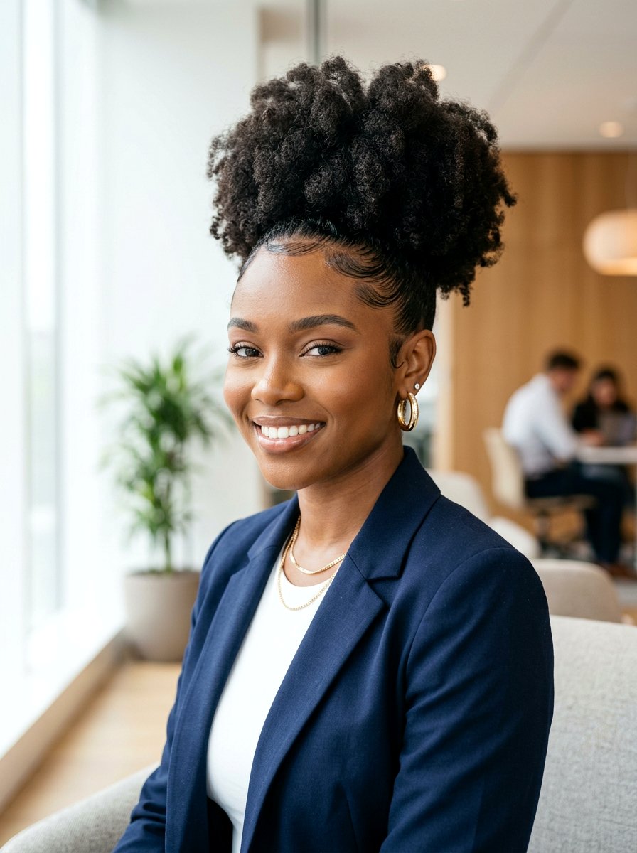 High Puff Natural Hair - 20 office protective styles for black women - 20 office protective styles for black women