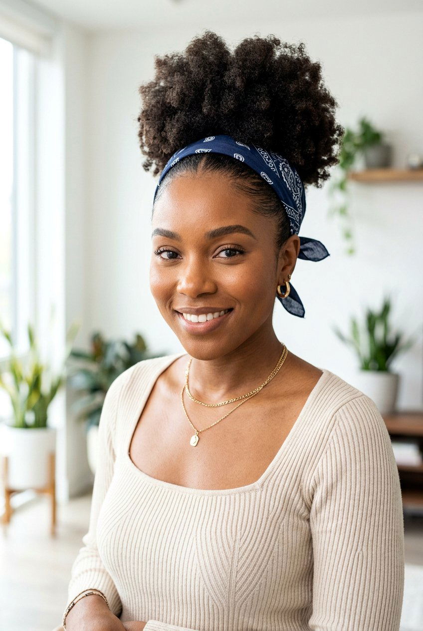 High Puff Ponytail With Bandana - 20 bandana ponytail hairstyle - 20 bandana ponytail hairstyle