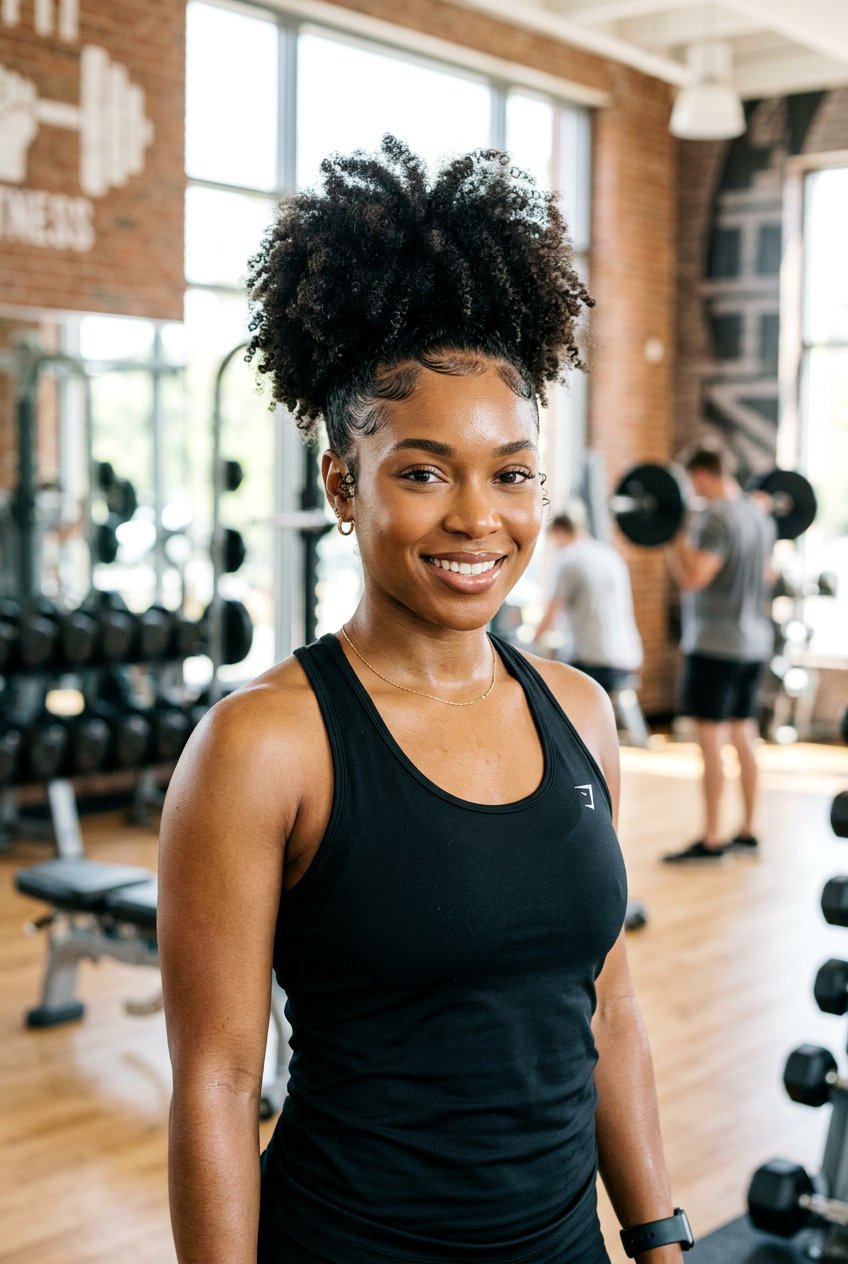 High Puff Ponytail for Natural Hair - 20 gym protective styles for natural hair - 20 gym protective styles for natural hair