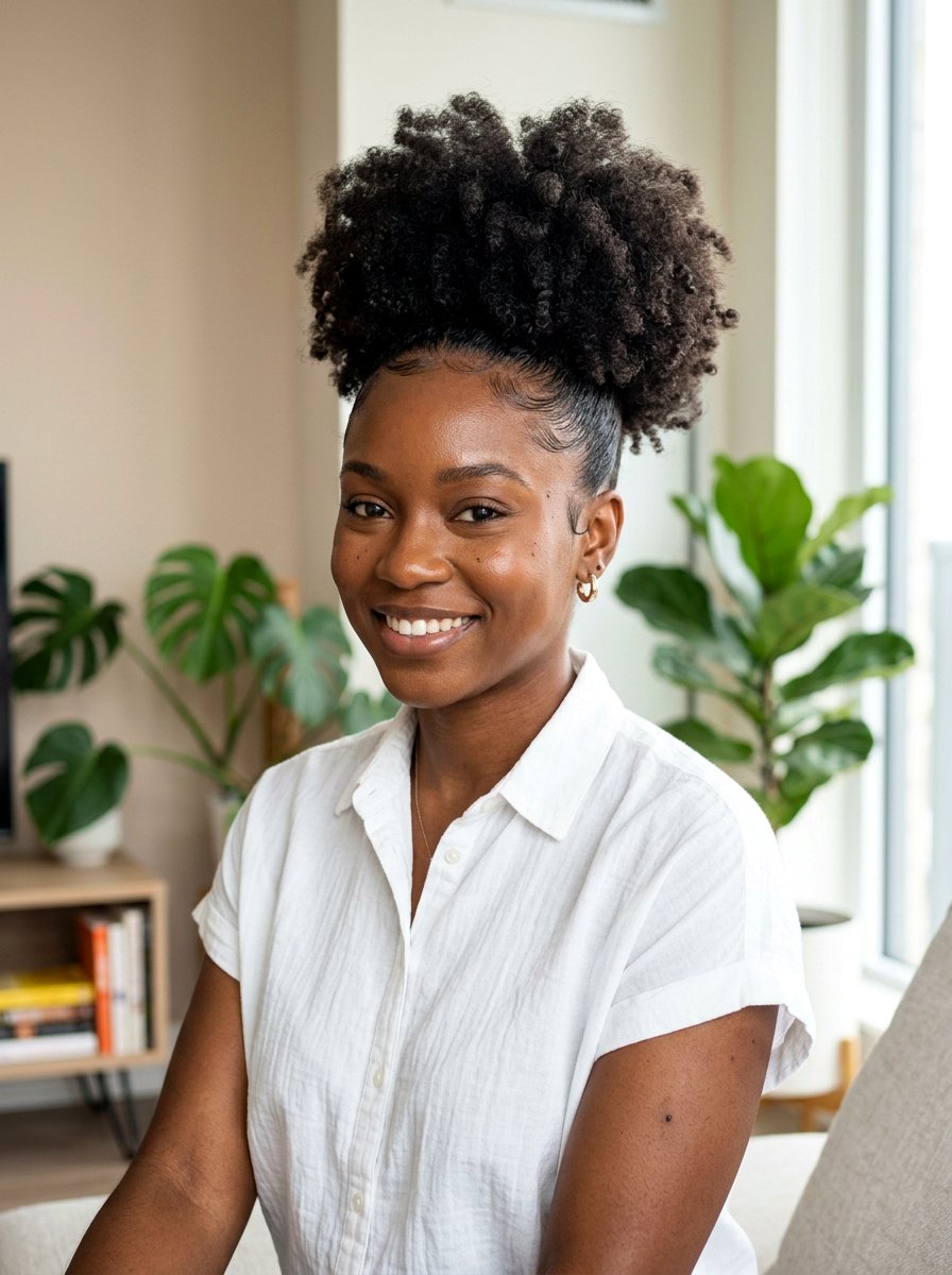 High Puff for Natural Hair - 20 simple work hairstyle for natural hair - 20 simple work hairstyle for natural hair