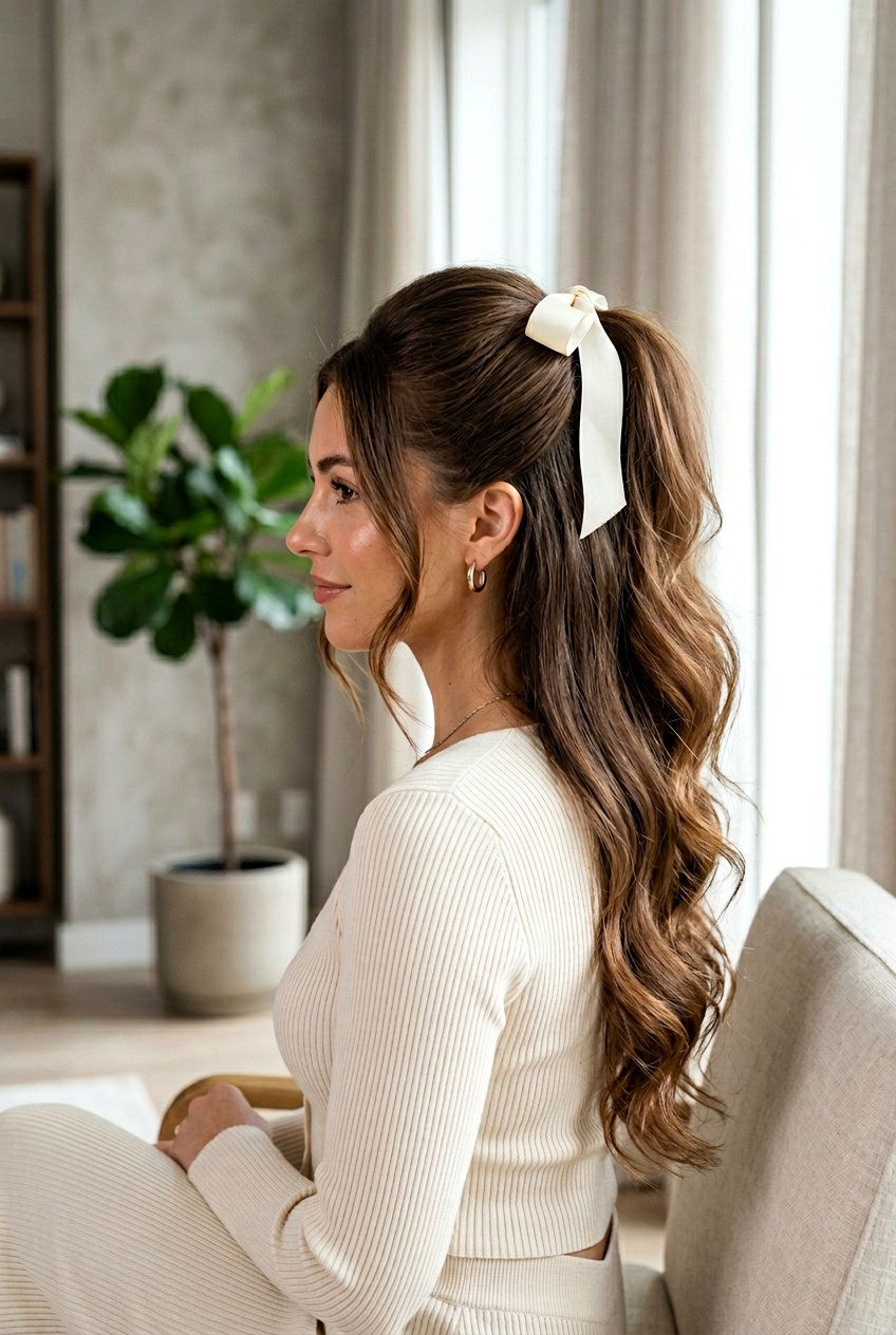 High Ribbon Ponytail - 20 ribbon ponytail hairstyles - 20 ribbon ponytail hairstyles