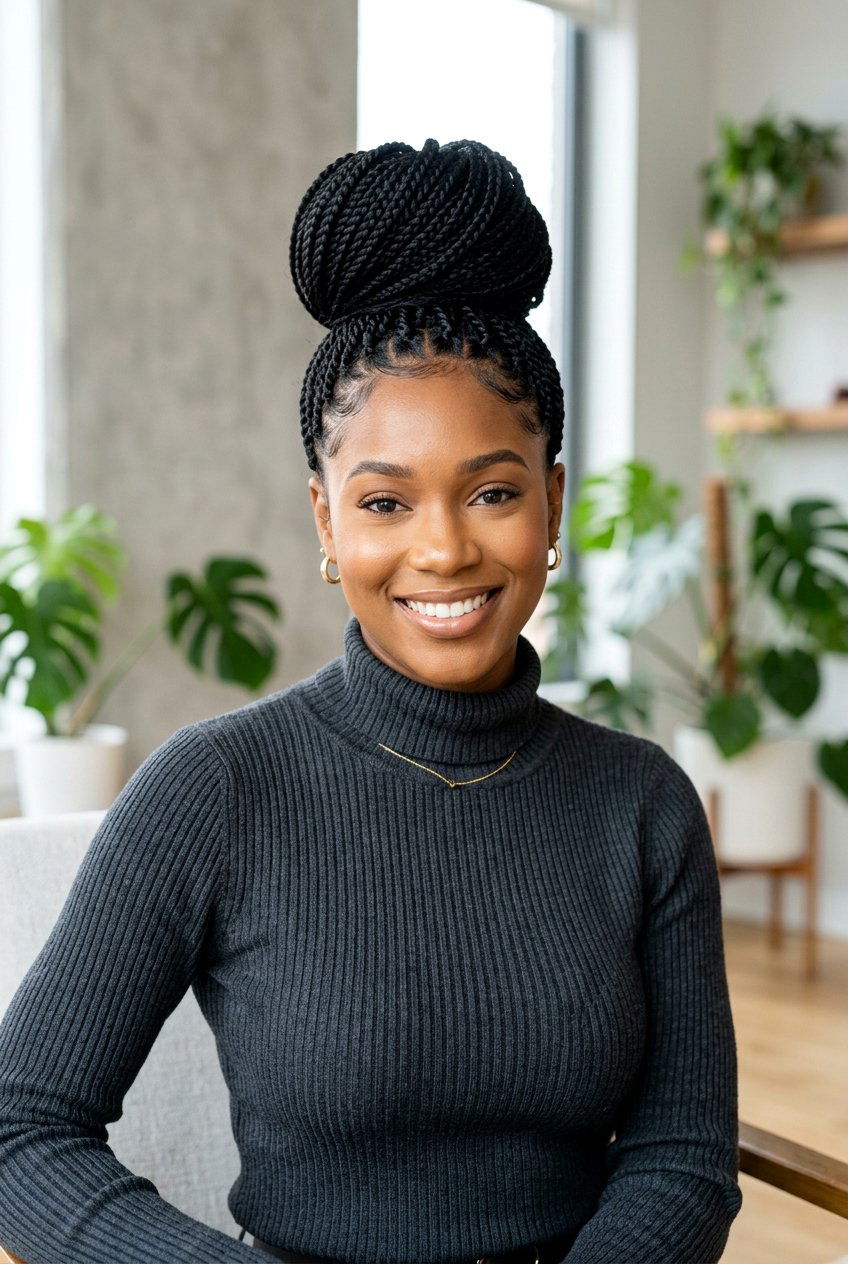 High Senegalese Twist Bun - 20 senegalese twists bun for women - 20 senegalese twists bun for women