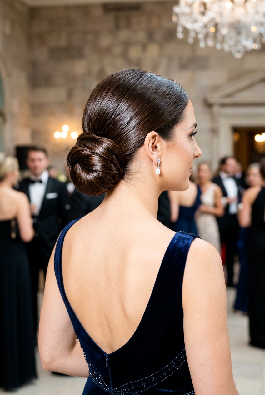 High Shine Low Chignon - 20 elegant low chignon for wedding guest - 20 elegant low chignon for wedding guest