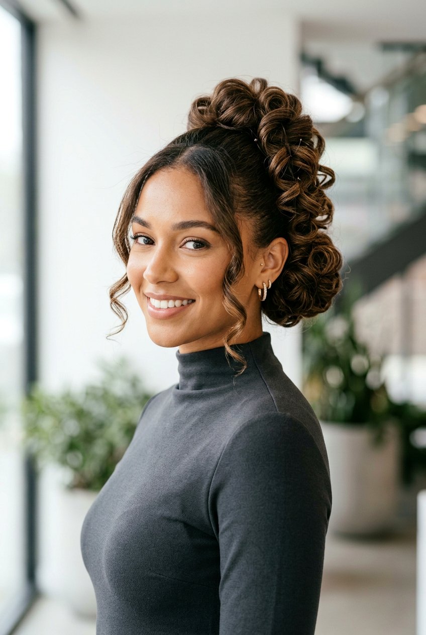 High Side Bun With Curls - 20 bridesmaid side bun with curls - 20 bridesmaid side bun with curls