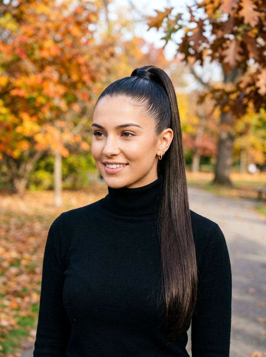 High Sleek Glossy Straight Ponytail - 20 glossy straight ponytail hairstyle - 20 glossy straight ponytail hairstyle