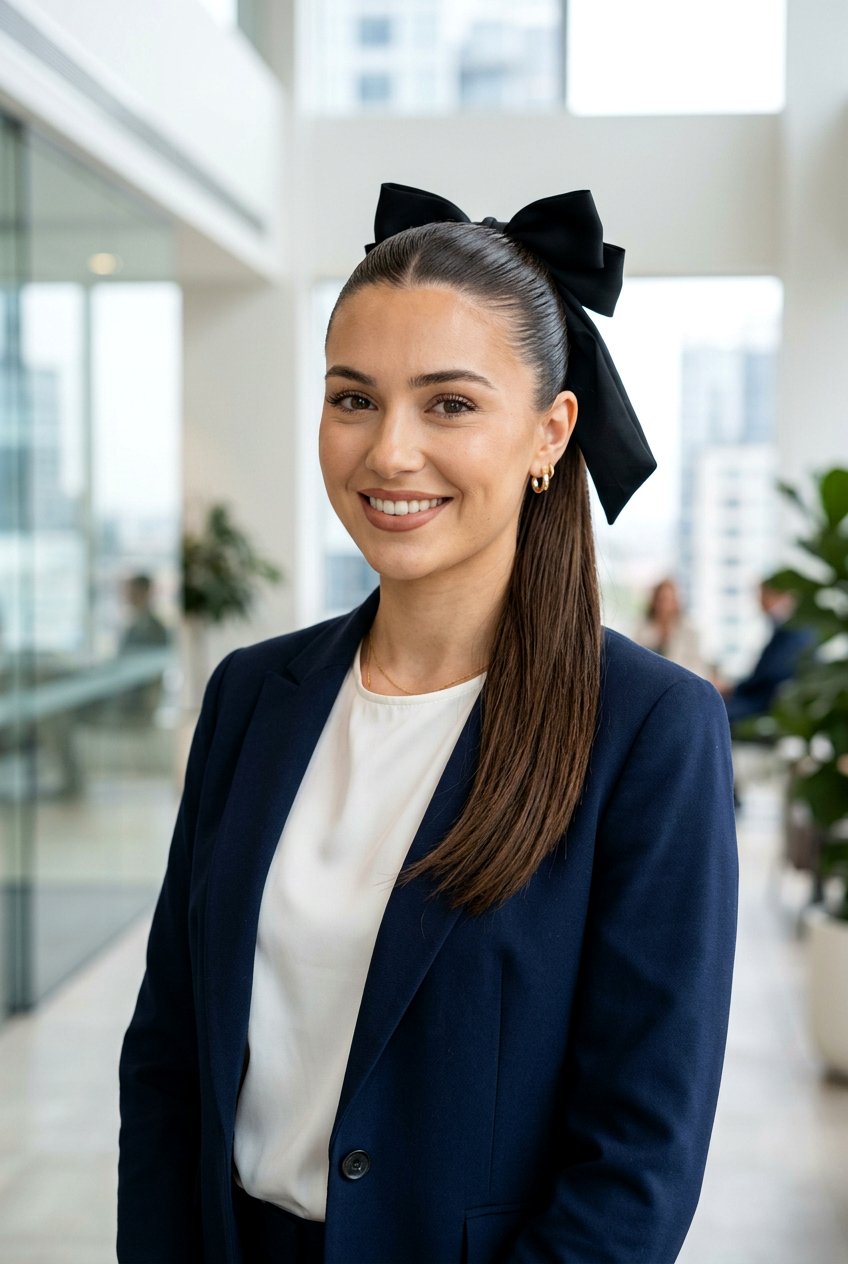 High Sleek Ponytail - 20 hair bow ponytail hairstyle - 20 hair bow ponytail hairstyle