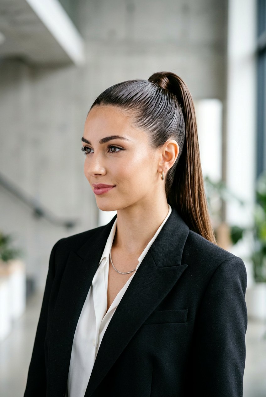 High Sleek Ponytail - 20 runway wet look ponytail - 20 runway wet look ponytail