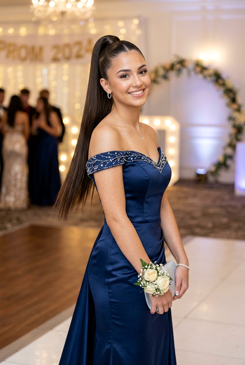 High Sleek Ponytail For Prom - 20 cute prom hairstyles for teens - 20 cute prom hairstyles for teens