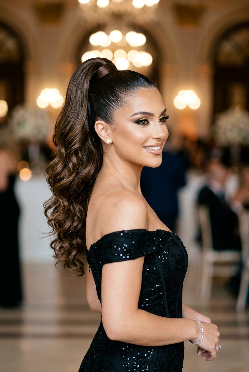 High Sleek Ponytail With Curls - 20 homecoming ponytail with curls - 20 homecoming ponytail with curls