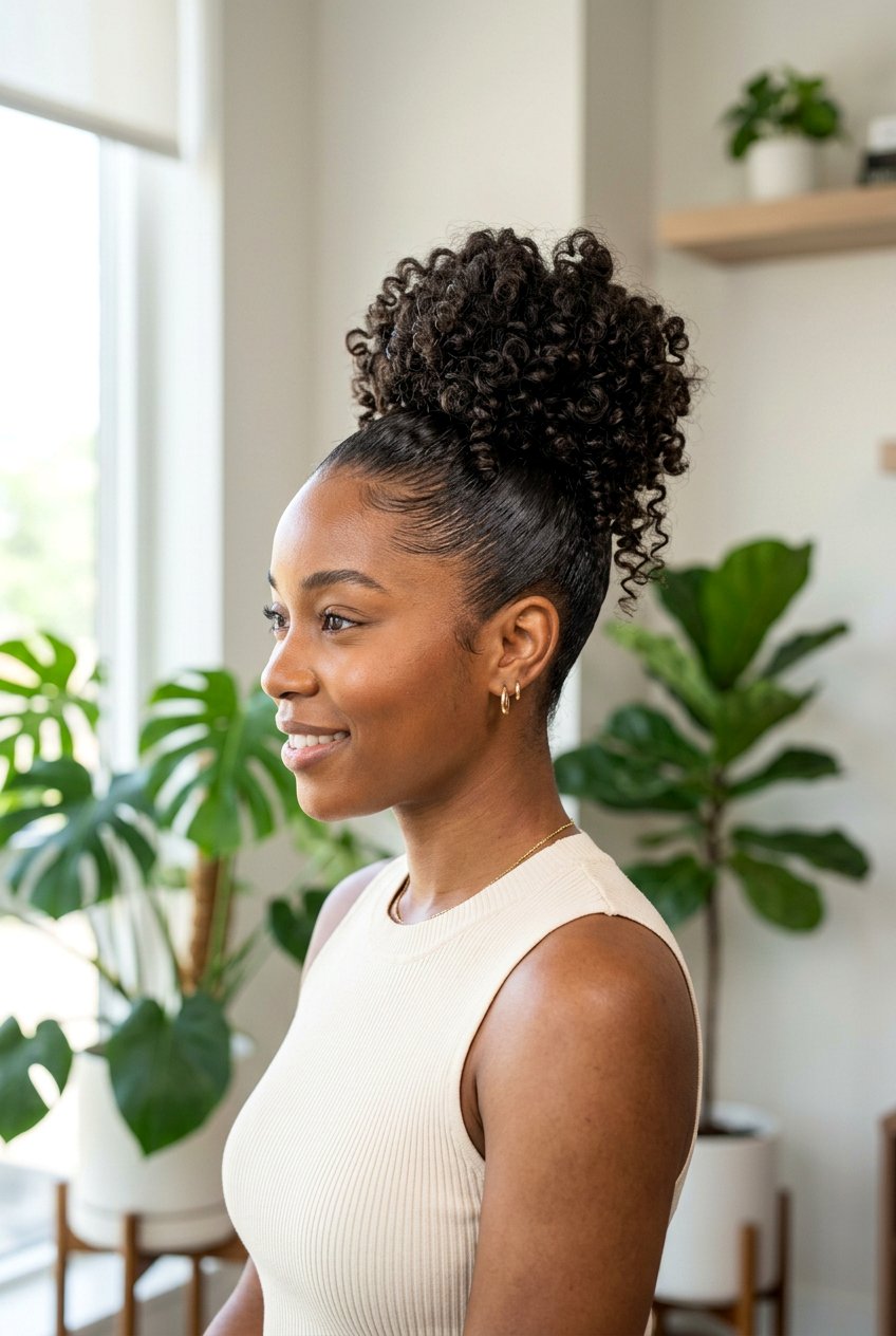 High Slick Back Curly Bun - 20 slick back bun for curly hair - 20 slick back bun for curly hair