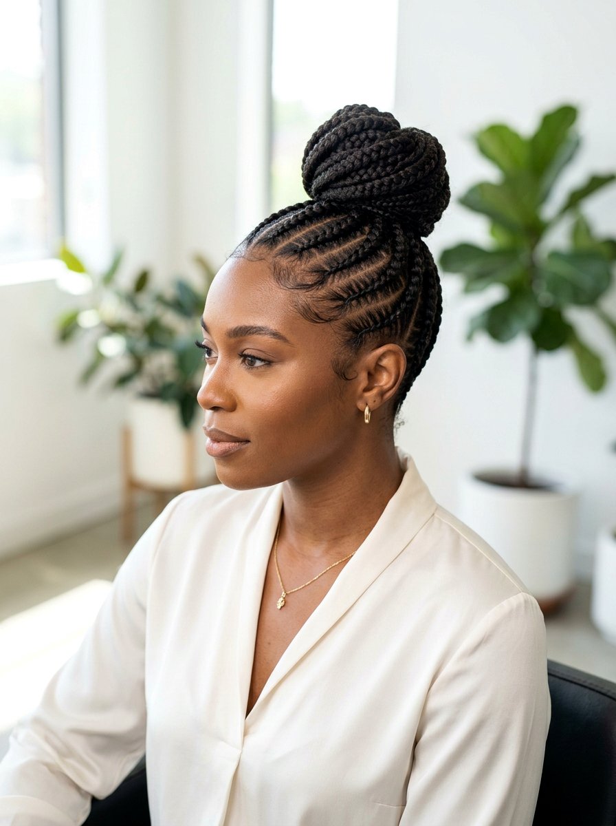 High Stitch Braid Bun - 20 stitch braids into bun - 20 stitch braids into bun