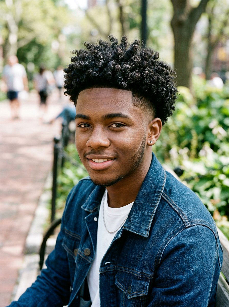 High Taper Fade with Curly Top - 20 taper fade for black boys - 20 taper fade for black boys