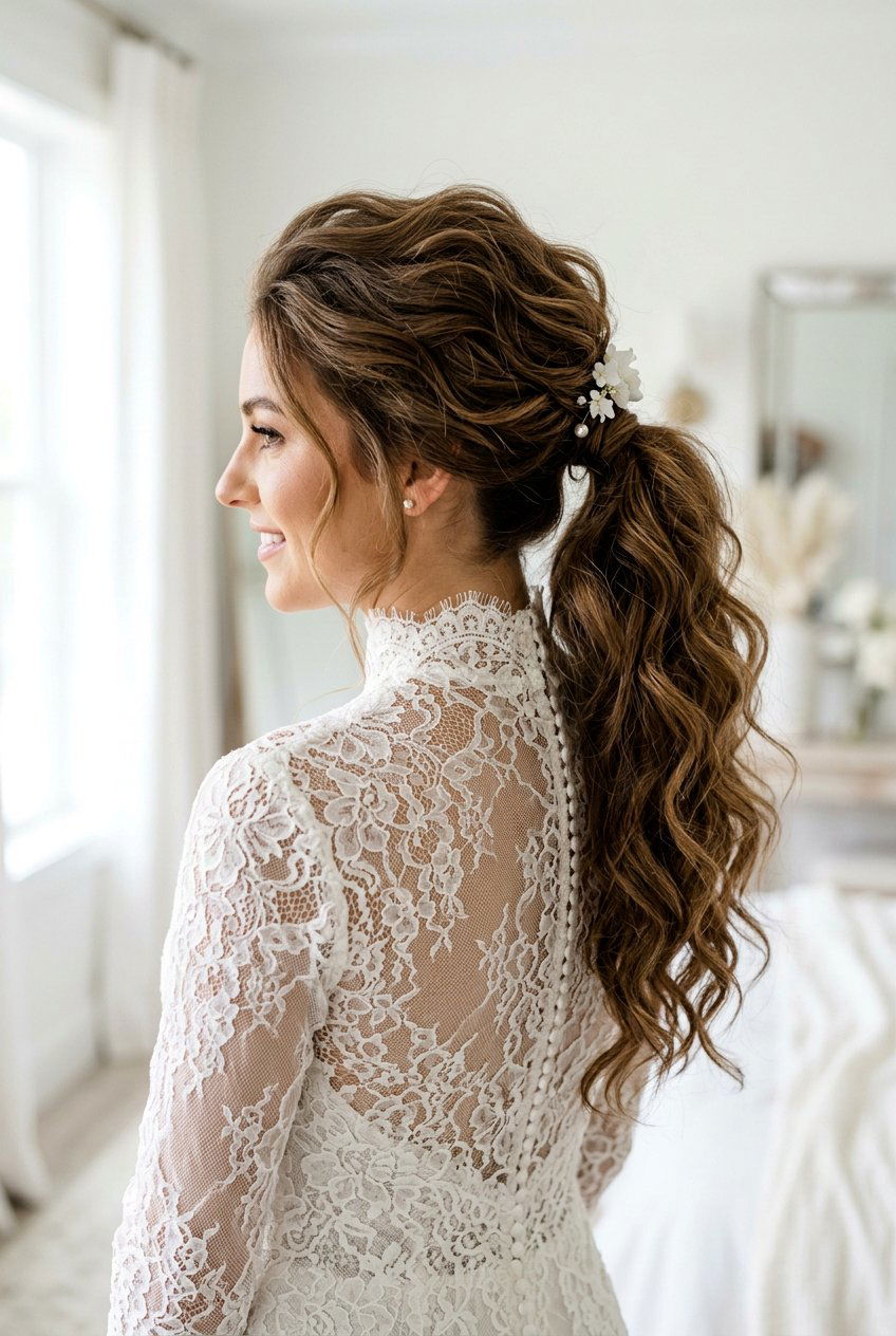High Textured Ponytail - 20 bridal hairstyle with textured ponytail - 20 bridal hairstyle with textured ponytail