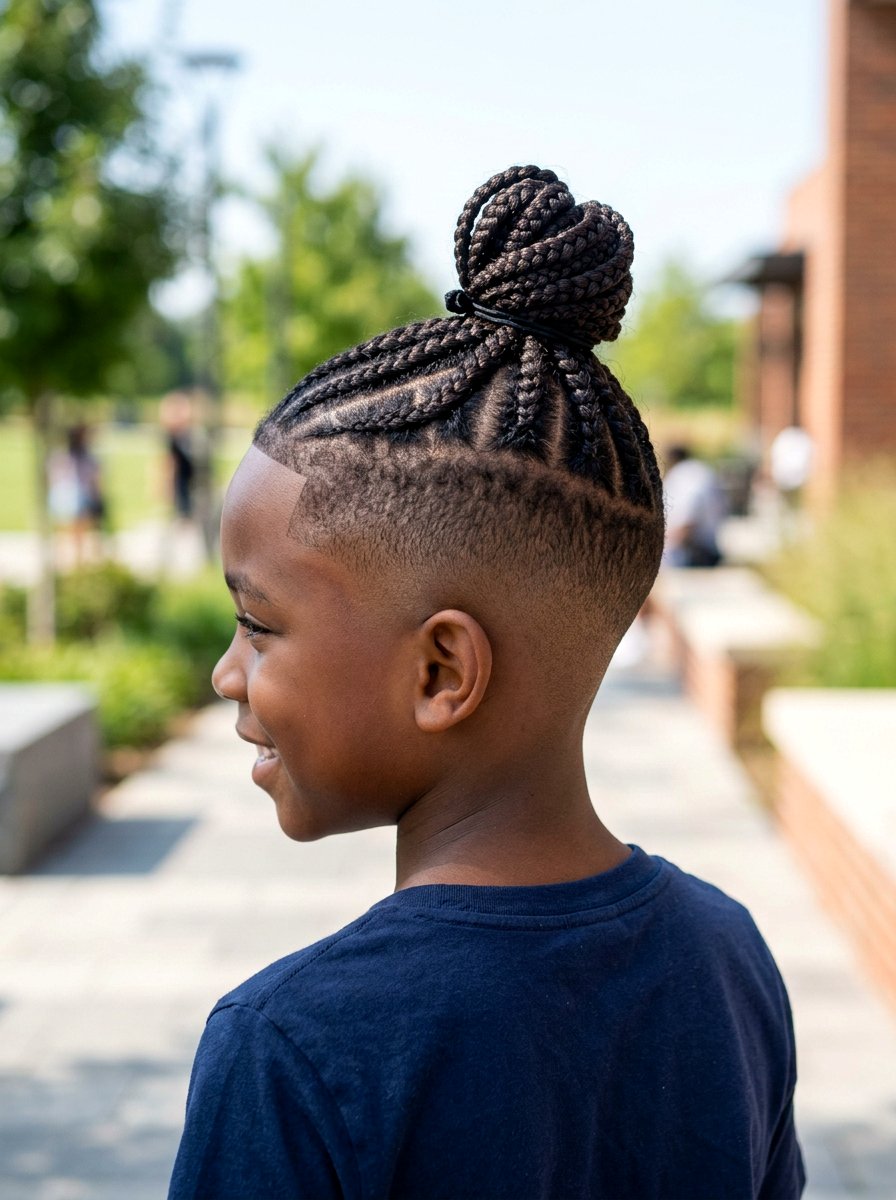 High Top Braided Bun - 20 school safe braid styles for boys - 20 school safe braid styles for boys