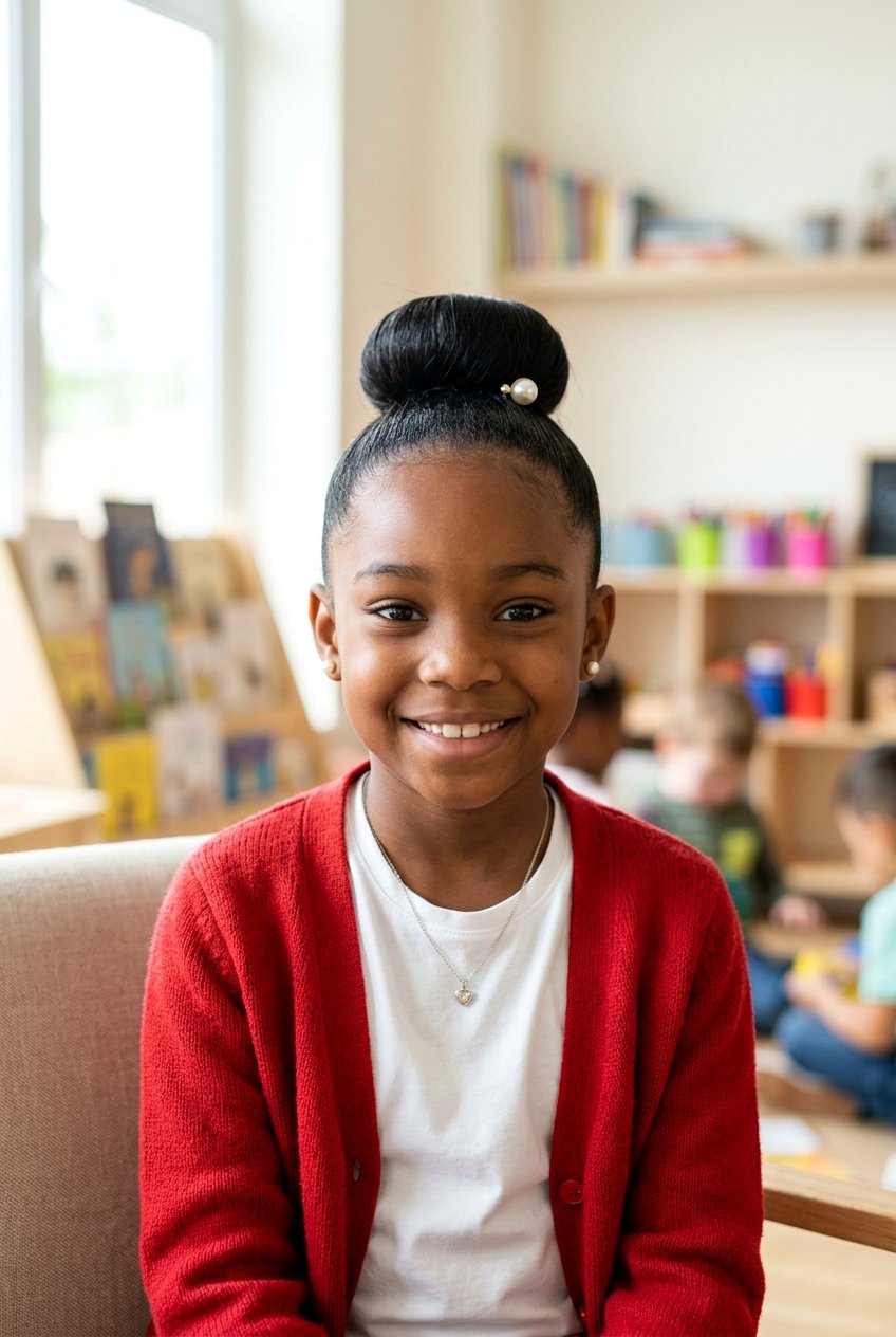 High Top Bun - 20 kindergarten picture day hairstyle - 20 kindergarten picture day hairstyle