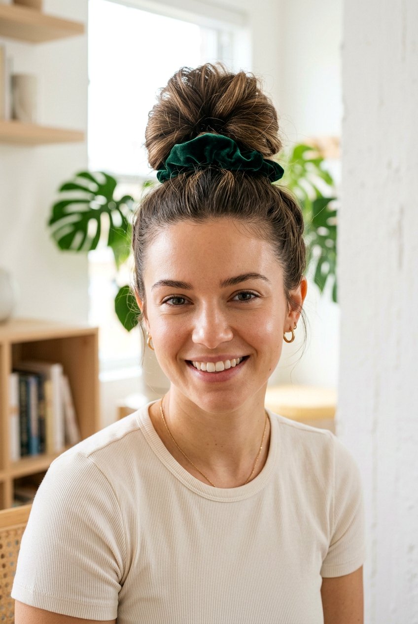 High Top Knot - 20 easy overnight hairstyle for thick hair - 20 easy overnight hairstyle for thick hair