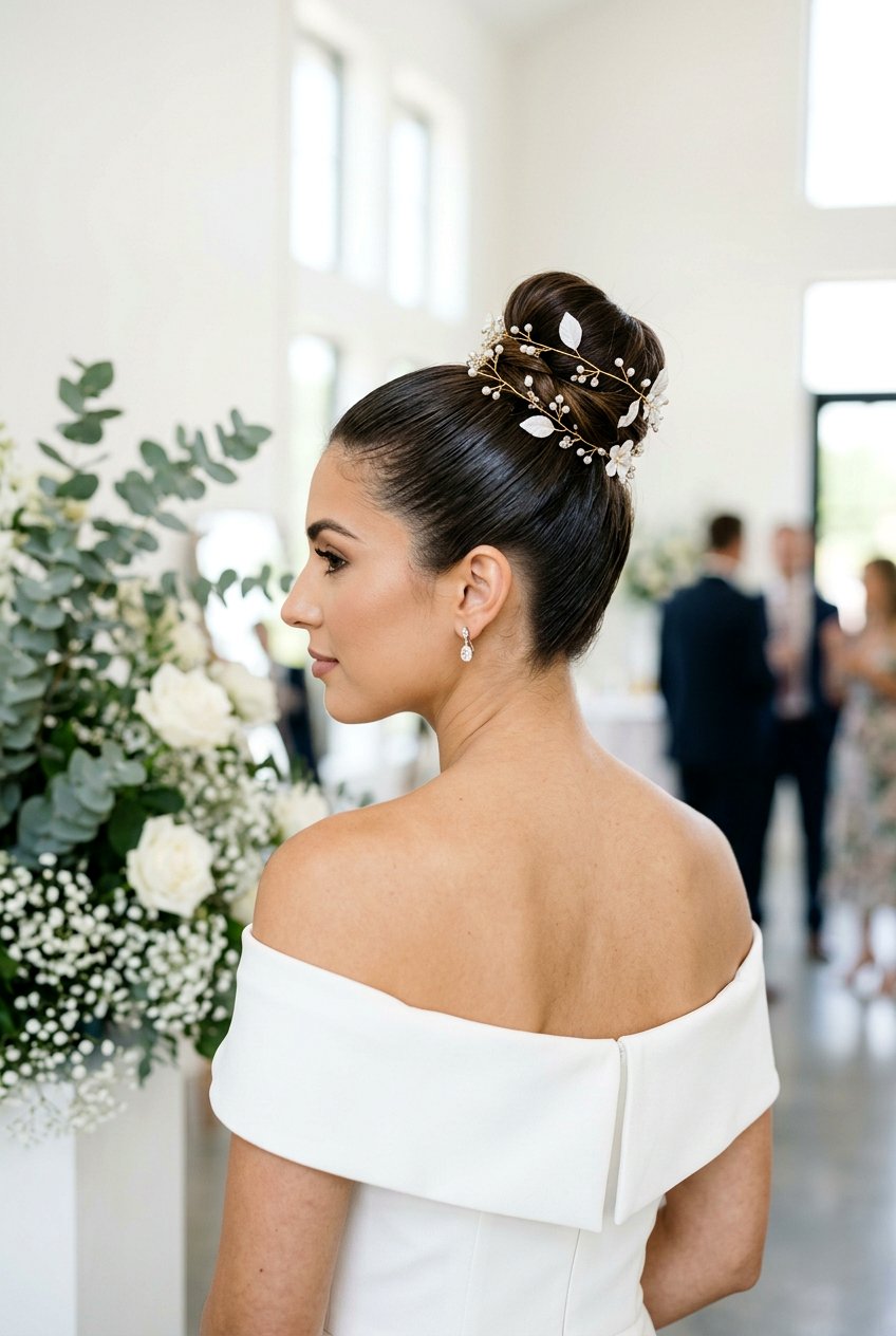 High Top Knot Bun - 20 bridal hair ideas for women - 20 bridal hair ideas for women