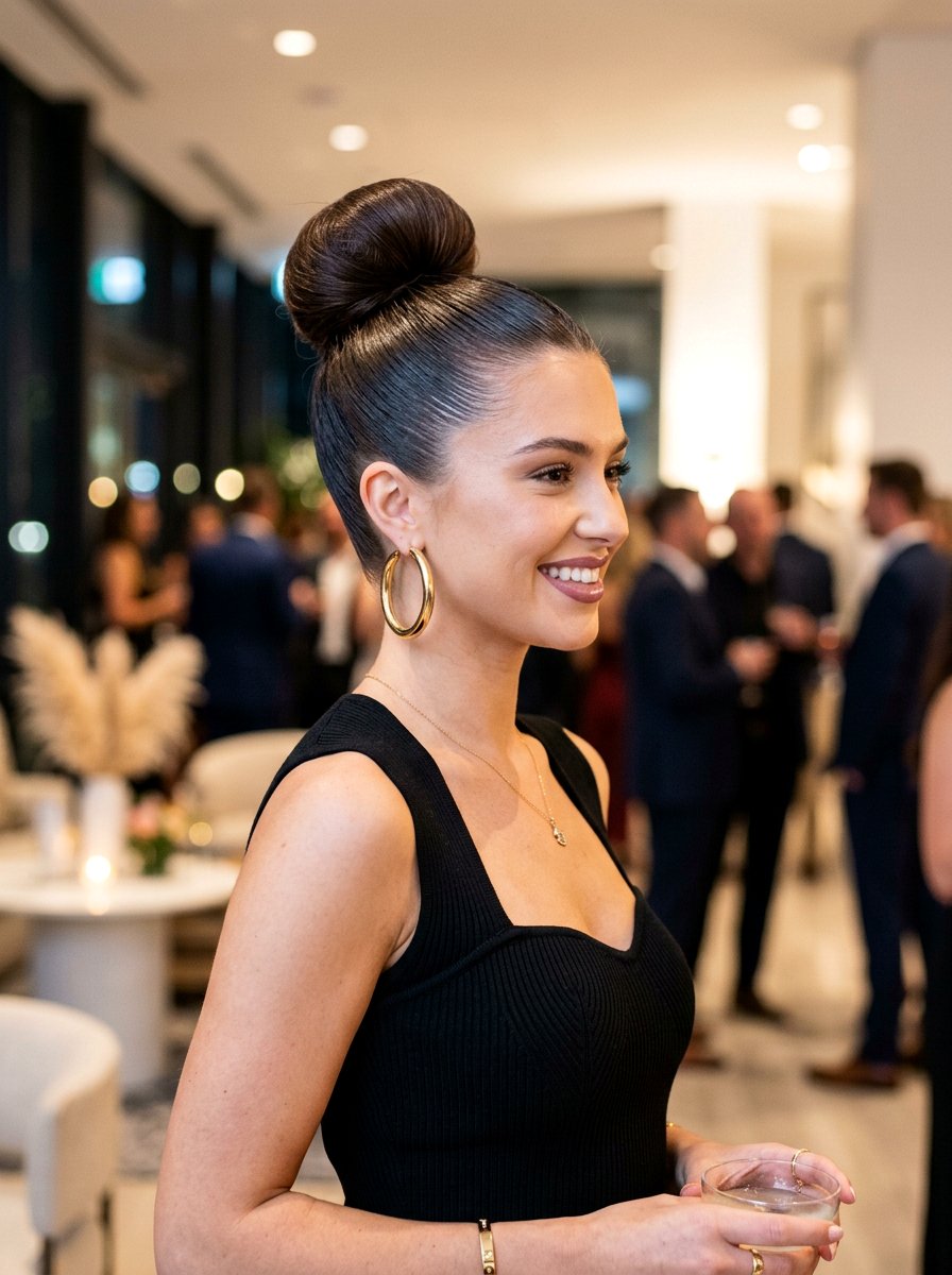 High Top Knot New Year Hairstyle - 20 new year party hairstyles - 20 new year party hairstyles