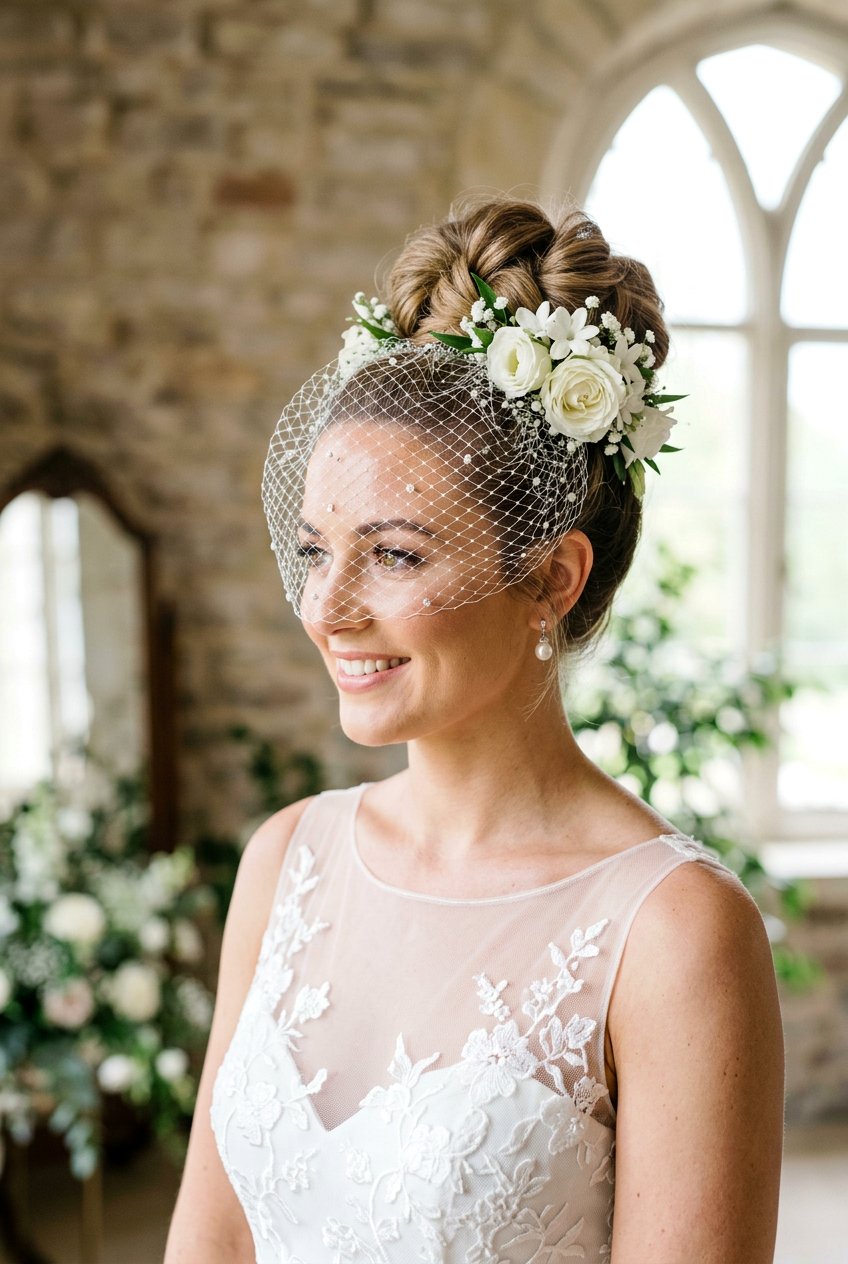 High Updo Bridal Hairstyle - 20 bridal hairstyle for veil and flowers - 20 bridal hairstyle for veil and flowers