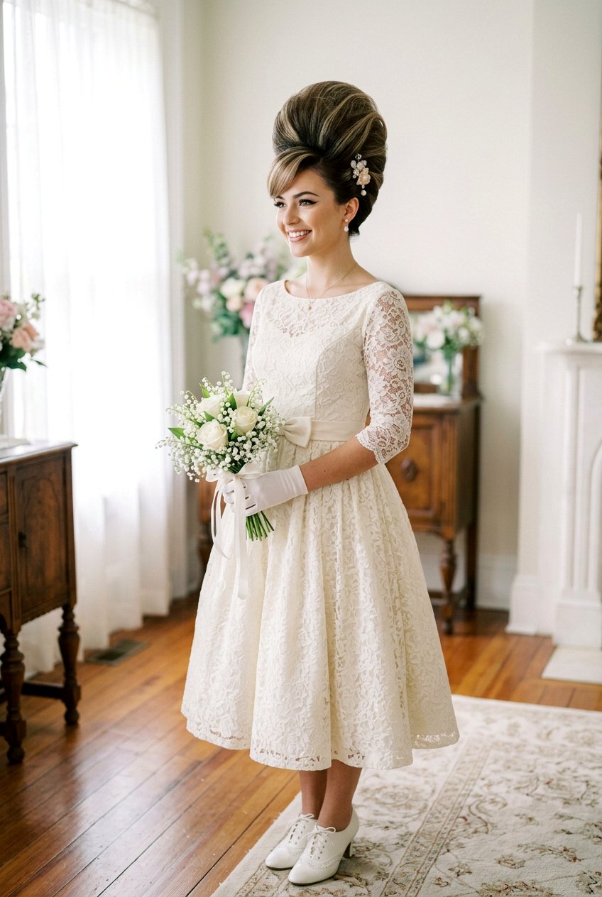 High Volume Beehive - 20 bridal hairstyle with side part - 20 bridal hairstyle with side part